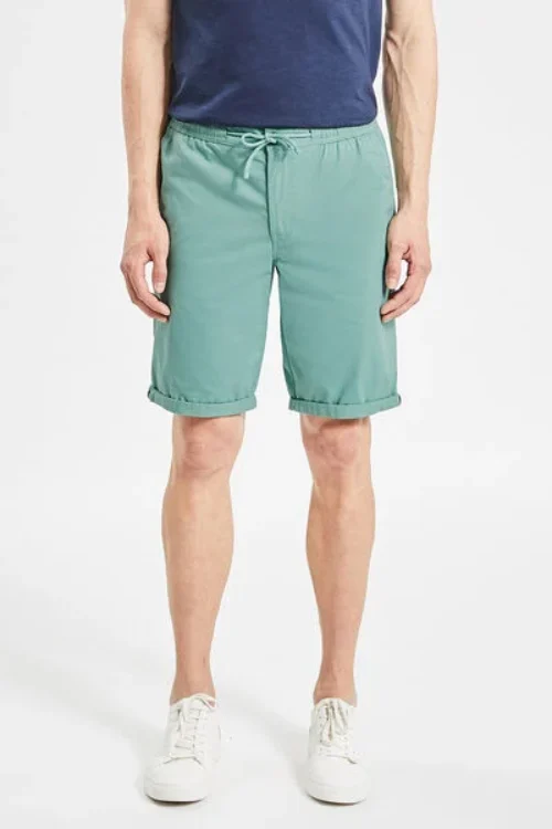 Bermuda uni en coton lin – Vert kaki